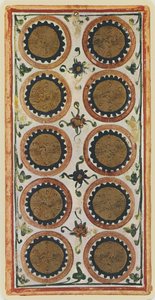The Ten of Coins, facsimile of a tarot card from the 